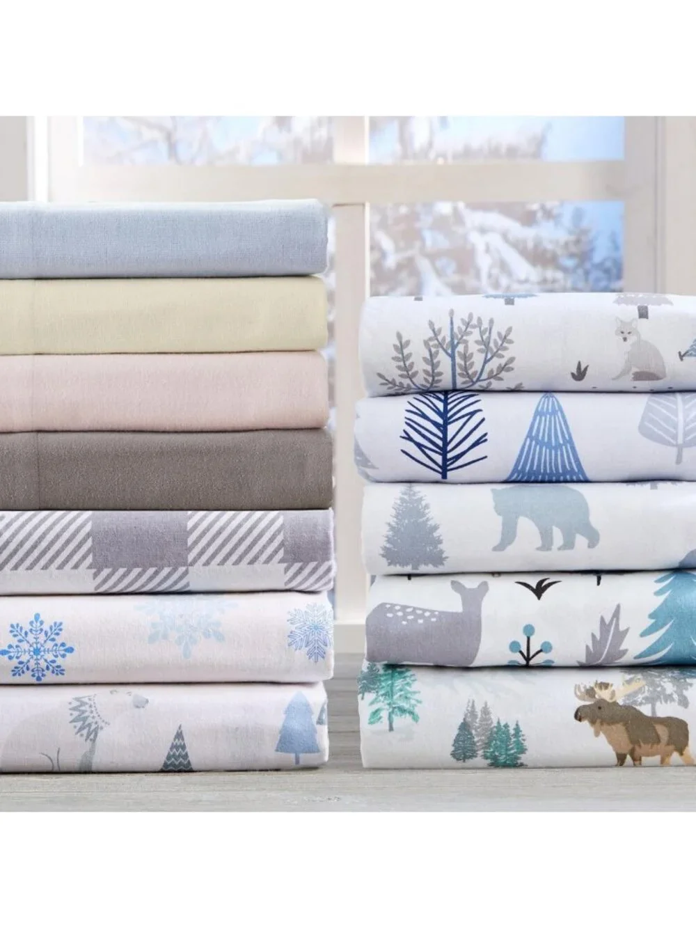 Cozy 100% Turkish Cotton Flannel Sheet Set | Deep Pocket Winter Bedding | Soft